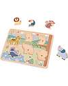 Tooky Toy Puzzle Sonoro a Incastro in Legno - Animali - 29,5 x 21,5 x 1,5 cm - 18m+ Incastri in Legno
