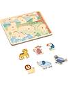 Tooky Toy Puzzle Sonoro a Incastro in Legno - Animali - 29,5 x 21,5 x 1,5 cm - 18m+ Incastri in Legno