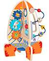 Tooky Toy Razzo Attività Interattivo Multifunzione in Legno - 21,7 x 21,7 x 29,5 cm - A Partire Dai 24 Mesi Giochi Sensoriali_