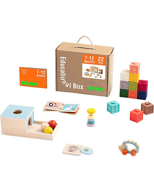 Tooky Toy Scatola Educativa Multisensoriale - 22 Pezzi - 32,5 x 27 x 14 cm - 6m+ Giochi Sensoriali_