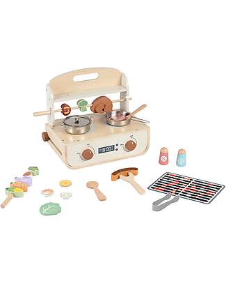 Tooky Toy Set Cucina in Legno - 30 pezzi - 35,1 x 22,3 x 28,5 cm - 3+ Anni Cucine Giocattolo