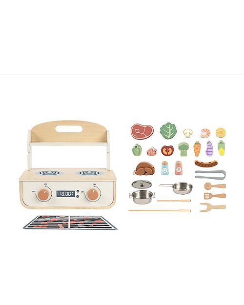 Tooky Toy Set Cucina in Legno - 30 pezzi - 35,1 x 22,3 x 28,5 cm - 3+ Anni Cucine Giocattolo