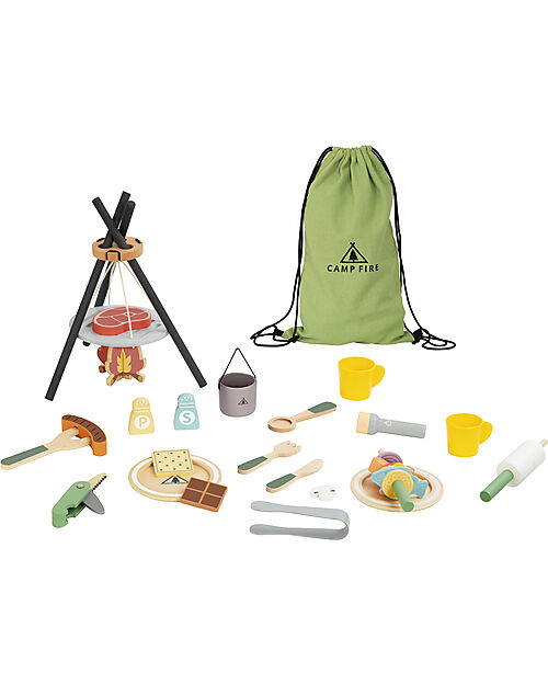 Tooky Toy Set da Campeggio in Legno - 35 Pezzi - 28 x 38 x 33 cm - 3+ Anni Attrezzi in Legno
