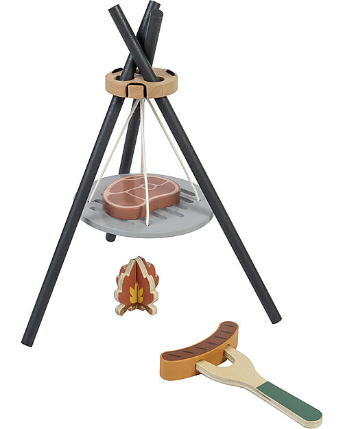 Tooky Toy Set da Campeggio in Legno - 35 Pezzi - 28 x 38 x 33 cm - 3+ Anni Far finta di