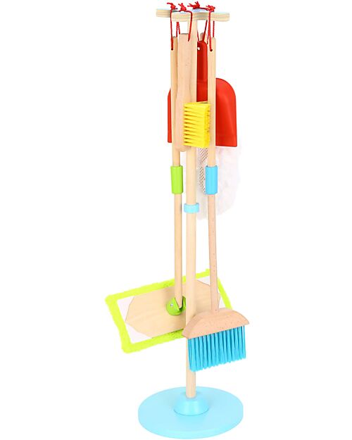 Tooky Toy Set da Gioco per la Pulizia in Legno - 25 x 25 x 79 cm - A Partire Dai 3 Anni - Comprende 6 Pezzi Far finta di