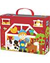 Tooky Toy Set Fattoria in Legno - Ottimo per Giocare in Viaggio - 29 x 9,5 x 21,5 cm - A Partire Dai 3 Anni - Comprende 35 Pezzi Macchine e Trenini  in Legno