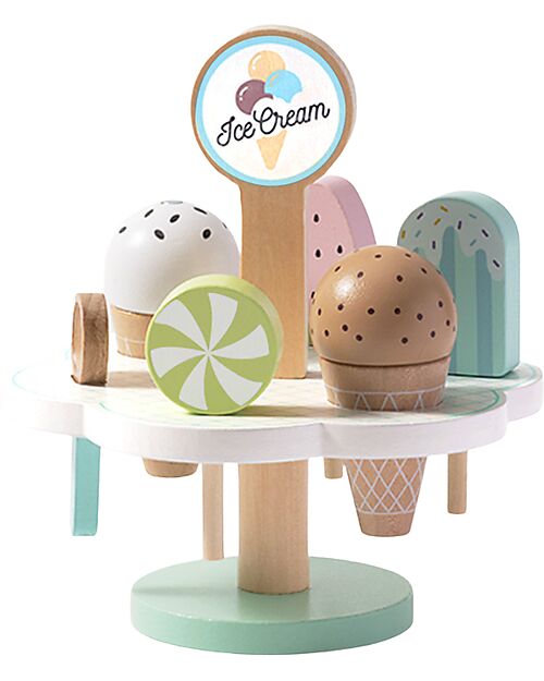 Tooky Toy Set Gelato in Legno - 9 Pezzi - 15 x 15 x 16,4 cm - 3+ Anni Cibo Giocattolo