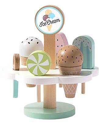 Tooky Toy Set Gelato in Legno - 9 Pezzi - 15 x 15 x 16,4 cm - 3+ Anni Cibo Giocattolo