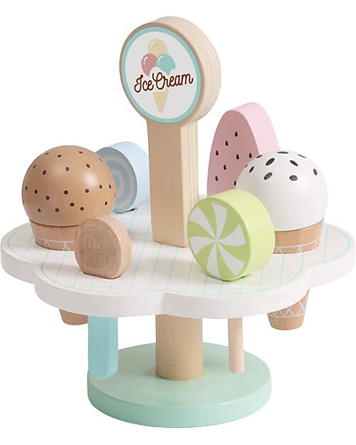 Tooky Toy Set Gelato in Legno - 9 Pezzi - 15 x 15 x 16,4 cm - 3+ Anni Cibo Giocattolo