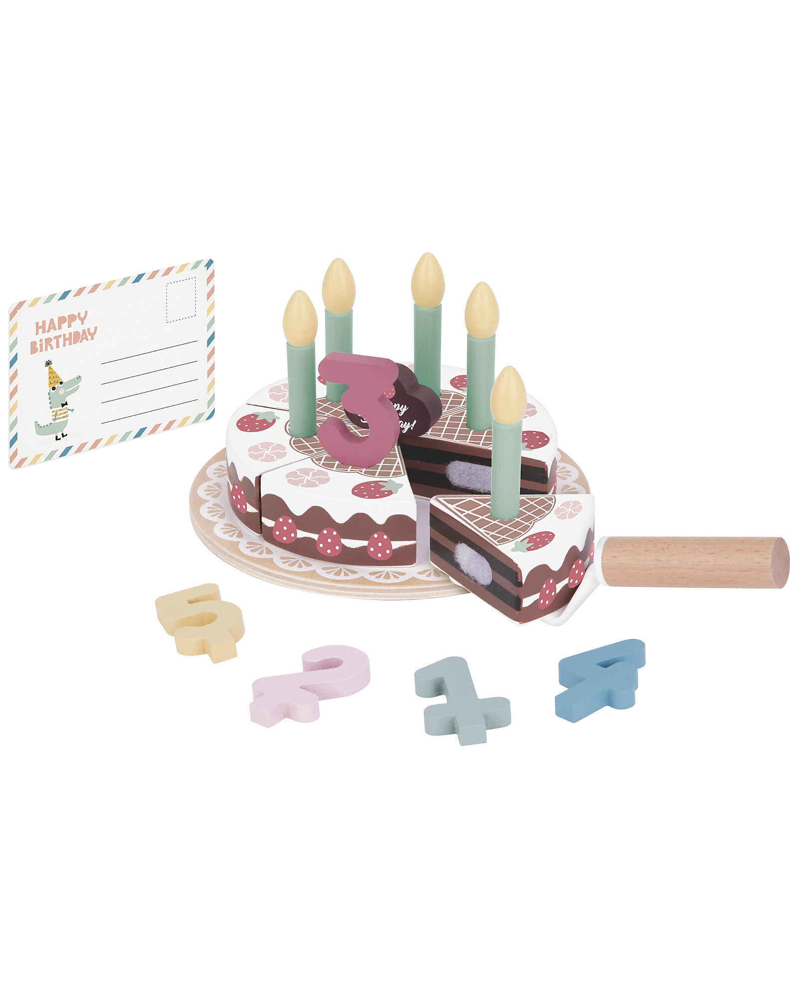 Tooky Toy Set Gioco Torta di Compleanno in Legno ø 17 x 9,7 cm