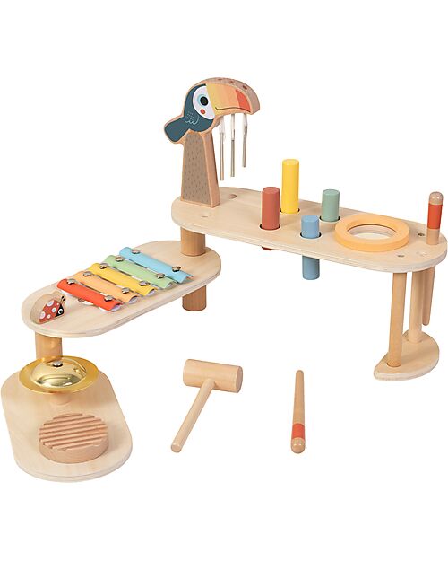 Tooky Toy Set Musicale Ripieghevole in Legno - 32,2 x 12 x 29,1 cm - 3+ Anni Strumenti Musicali
