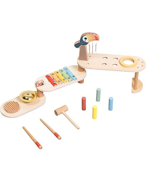 Tooky Toy Set Musicale Ripieghevole in Legno - 32,2 x 12 x 29,1 cm - 3+ Anni Strumenti Musicali
