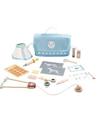 Tooky Toy Set Piccolo Veterinario in Legno - 16 Pezzi - 24 x 18 x 9 cm - 3+ Anni Far finta di