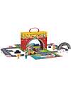 Tooky Toy Set Pista da Corsa - Ottimo per Giocare in Viaggio - 29 x 9,5 x 21,5 cm - A Partire Dai 3 Anni - Comprende 34 Pezzi Macchine e Trenini  in Legno