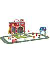 Tooky Toy Set Stazione dei Pompieri in Legno - Ottimo per Giocare in Viaggio - 29 x 9,5 x 21,5 cm - A Partire Dai 3 Anni - Comprende 35 Pezzi Macchine e Trenini  in Legno