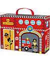 Tooky Toy Set Stazione dei Pompieri in Legno - Ottimo per Giocare in Viaggio - 29 x 9,5 x 21,5 cm - A Partire Dai 3 Anni - Comprende 35 Pezzi Macchine e Trenini  in Legno