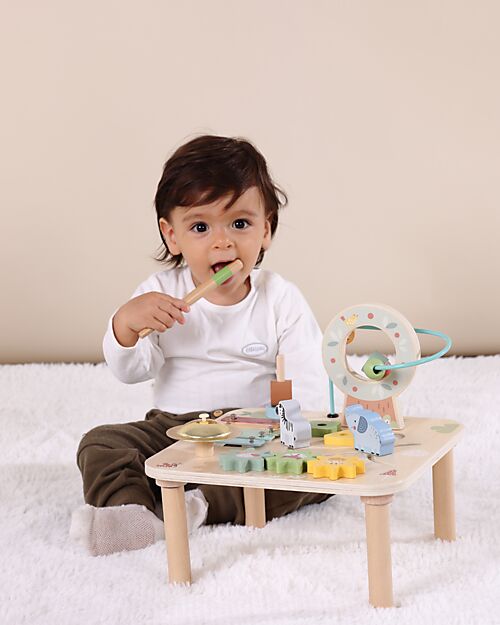 Tooky Toy Tavolino Multiattività in Legno - Foresta - 29,5 x 29,5 x 27,7 cm - A Partire Dai 18 Mesi Giochi Sensoriali_