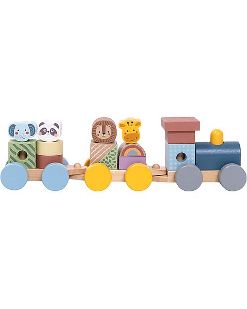 Tooky Toy Trenino in Legno - Animali - 16 Pezzi - 31,9 x 7 x 9,1 cm - 18m+ Macchine e Trenini  in Legno
