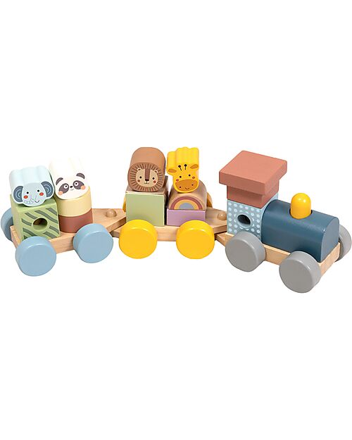 Tooky Toy Trenino in Legno - Animali - 16 Pezzi - 31,9 x 7 x 9,1 cm - 18m+ Macchine e Trenini  in Legno