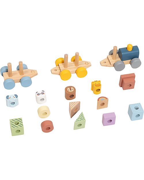Tooky Toy Trenino in Legno - Animali - 16 Pezzi - 31,9 x 7 x 9,1 cm - 18m+ Macchine e Trenini  in Legno