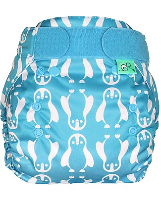 Tots Bots Cover Impermeabile PeeNut Wrap per Pannolino Lavabile - Pinguini Azzurro - Fatto con plastica riciclata! Pannolini Lavabili