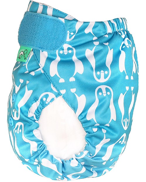 Tots Bots Cover Impermeabile PeeNut Wrap per Pannolino Lavabile - Pinguini Azzurro - Fatto con plastica riciclata! Pannolini Lavabili