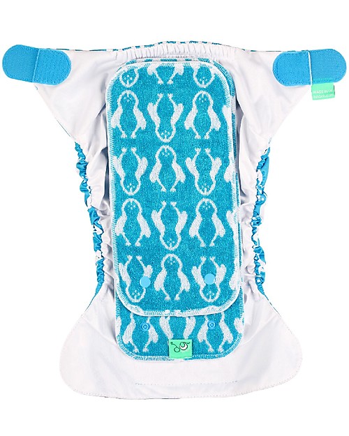 Tots Bots Cover Impermeabile PeeNut Wrap per Pannolino Lavabile - Pinguini Azzurro - Fatto con plastica riciclata! Pannolini Lavabili