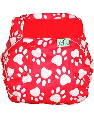Tots Bots Cover Impermeabile PeeNut Wrap per Pannolino Lavabile - Zampine rosso - Fatto con plastica riciclata! Pannolini Lavabili