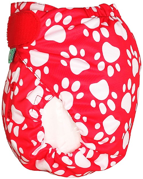 Tots Bots Cover Impermeabile PeeNut Wrap per Pannolino Lavabile - Zampine rosso - Fatto con plastica riciclata! Pannolini Lavabili