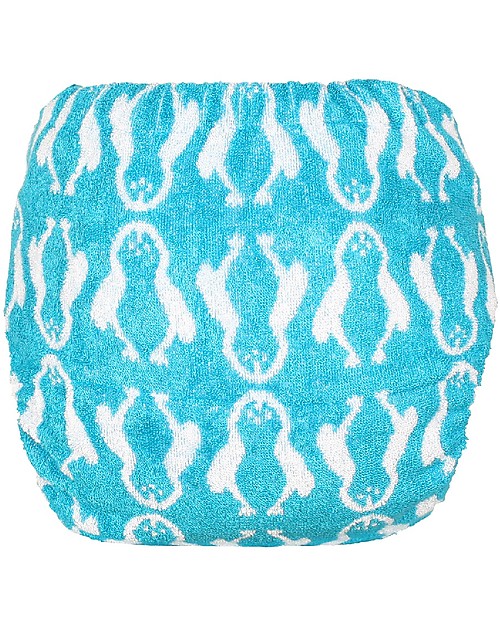 Tots Bots Pannolino Lavabile in Spugna di Bambù Bamboozle Stretch - Pinguini Azzurro - Adatto per la notte Pannolini Lavabili