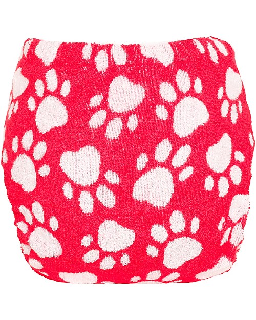 Tots Bots Pannolino Lavabile in Spugna di Bambù Bamboozle Stretch - Zampine Rosso - Adatto per la notte Pannolini Lavabili