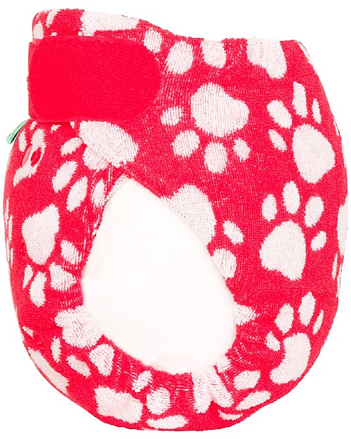 Tots Bots Pannolino Lavabile in Spugna di Bambù Bamboozle Stretch - Zampine Rosso - Adatto per la notte Pannolini Lavabili