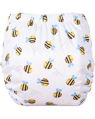 Tots Bots Pannolino Lavabile Tutto in Uno Frugi Easy Fit STAR - Buzzy Bees - Da 3,5 a 16 kg Pannolini Lavabili