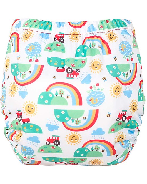 Tots Bots Pannolino Lavabile Tutto in Uno Frugi Easy Fit STAR - Happy Days - Da 3,5 a 16 kg Pannolini Lavabili