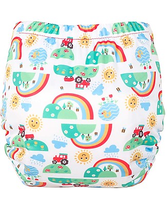 Tots Bots Pannolino Lavabile Tutto in Uno Frugi Easy Fit STAR - Happy Days - Da 3,5 a 16 kg Pannolini Lavabili