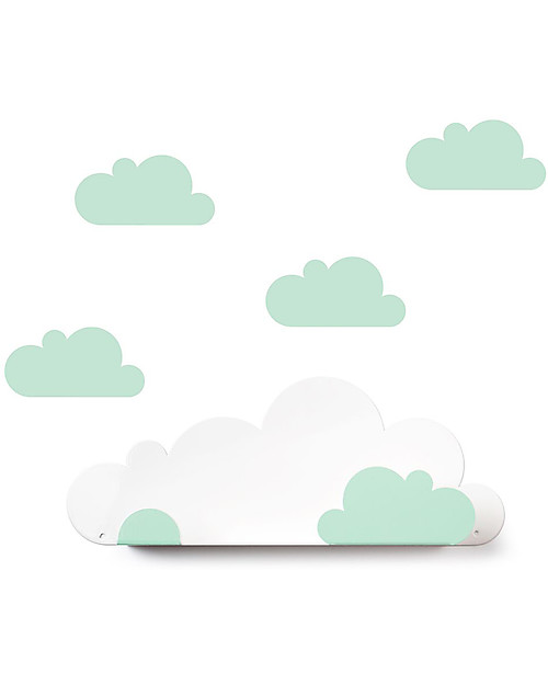 Tresxics Mensola a Forma di Nuvoletta con Adesivi - Verde Menta Mensole