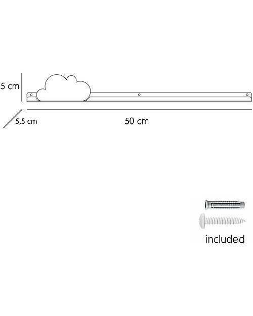 Tresxics Mensola Nuvoletta con Adesivi Amovibili - Grigio Mensole
