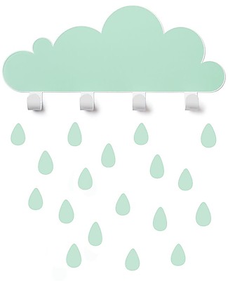 Tresxics Nuvola Appendiabiti e Adesivi Gocce d'Acqua - Verde Menta Adesivi Da Parete