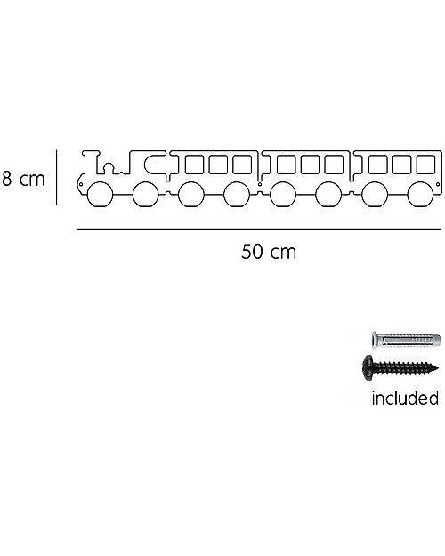 Tresxics Portaoggetti da Parete Treno, Nero - Con 8 ganci! Appendiabiti