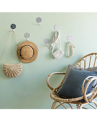 Tresxics Set di 3 Appendioggetti da Parete Fiori Liberty, Blu/Rosa/Celeste Appendiabiti e Grucce_