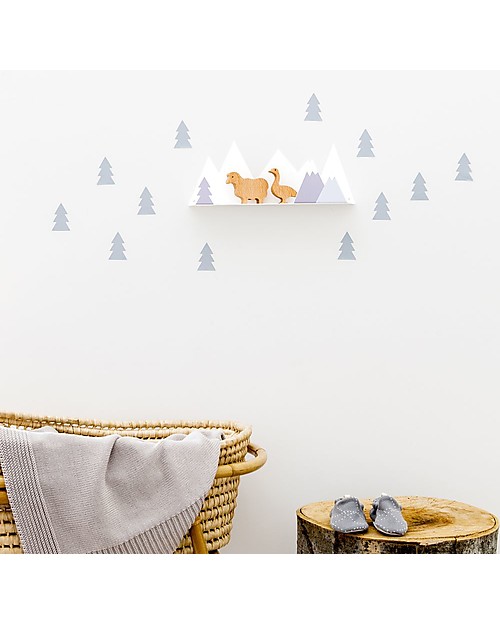 Tresxics Set Mensola Montagne e Adesivi Amovibili da Parete, Grigio Decorazioni da Parete