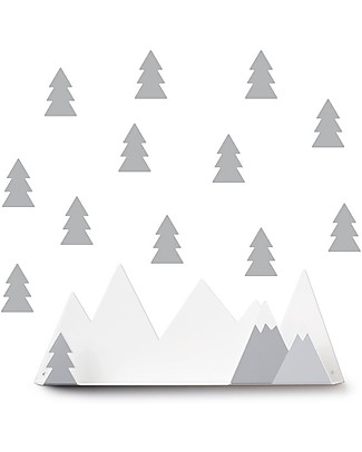 Tresxics Set Mensola Montagne e Adesivi Amovibili da Parete, Grigio Mensole