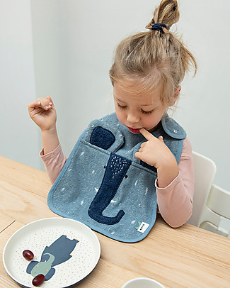 Trixie Bavaglio Grande con Bottone a Pressione, Mrs Elefante - 100% Cotone Bio Bavagli Grandi