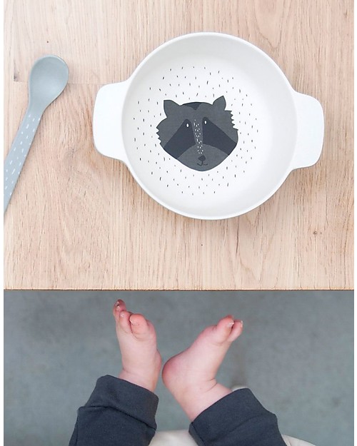 Trixie Ciotola con Manici in Bambù, Mr Orsetto Lavatore - Incoraggia a Mangiare da Soli Piatti e Scodelle