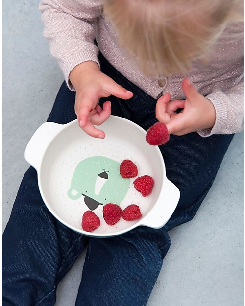 Trixie Ciotola con Manici in Bambù, Mr Orso Polare - Incoraggia a Mangiare da Soli Piatti e Scodelle