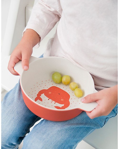 Trixie Ciotola con Manici in Bambù, Mrs Granchio - Incoraggia a Mangiare da Soli Piatti e Scodelle