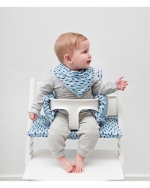 Trixie Cuscino per Seggiolone Stokke Tripp Trapp, Prato Blu - 100% cotone bio Seggioloni Pappa