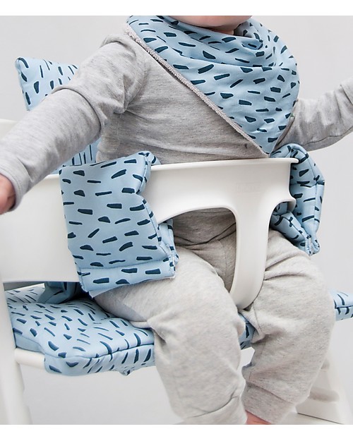 Trixie Cuscino per Seggiolone Stokke Tripp Trapp, Prato Blu - 100% cotone bio Seggioloni Pappa