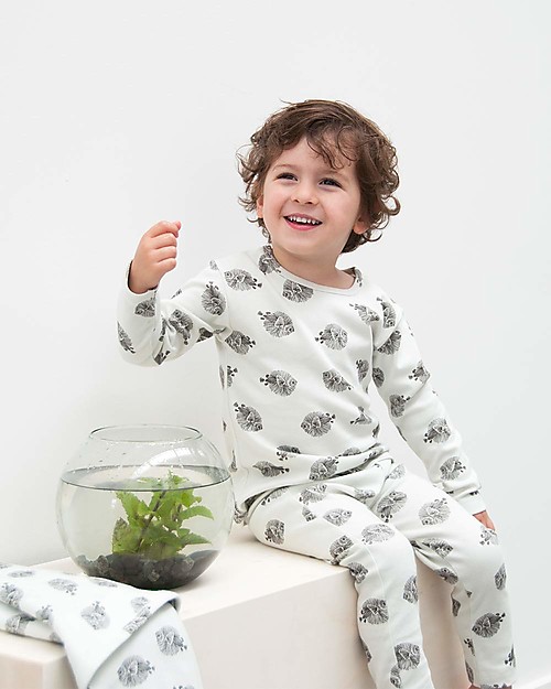 Trixie Pigiama 2 pezzi a Maniche Lunghe, Pesce Palla - 100% Cotone Bio Pigiami