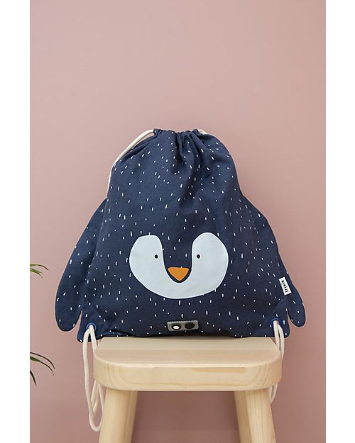 Trixie Sacca con Chiusura a Coulisse - Mr Penguin - Blu - 34 x 40 cm Zaini Asilo